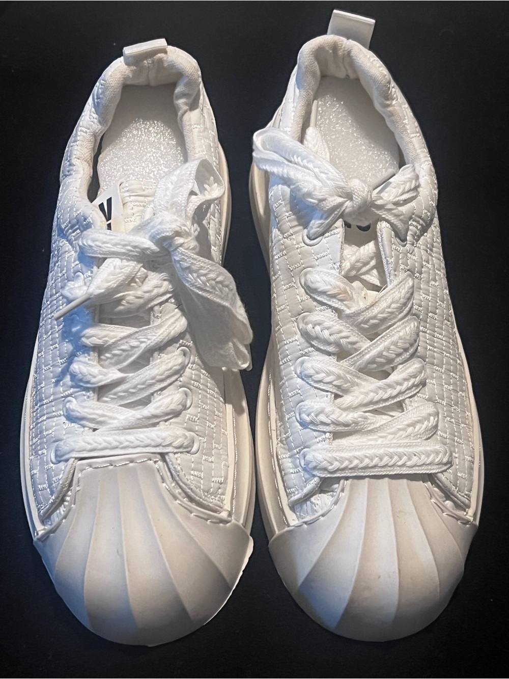 GSY White Quilted Shell-Toe Sneakers